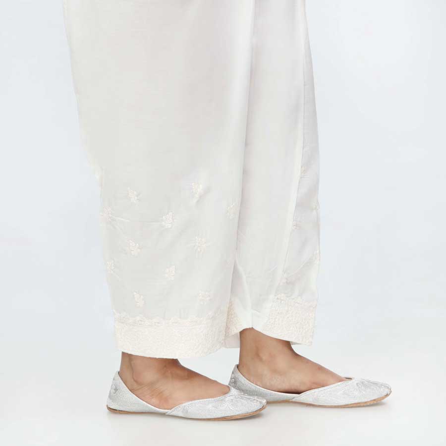White Embroidered Cambric Shalwar PS4511
