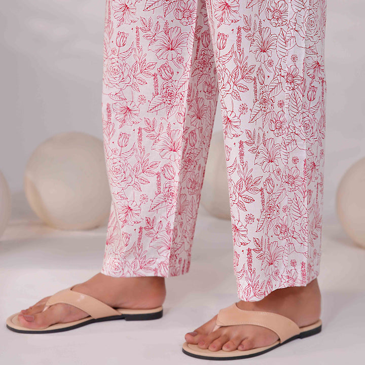 Pink Screen Printed Cambric Trouser PS4587