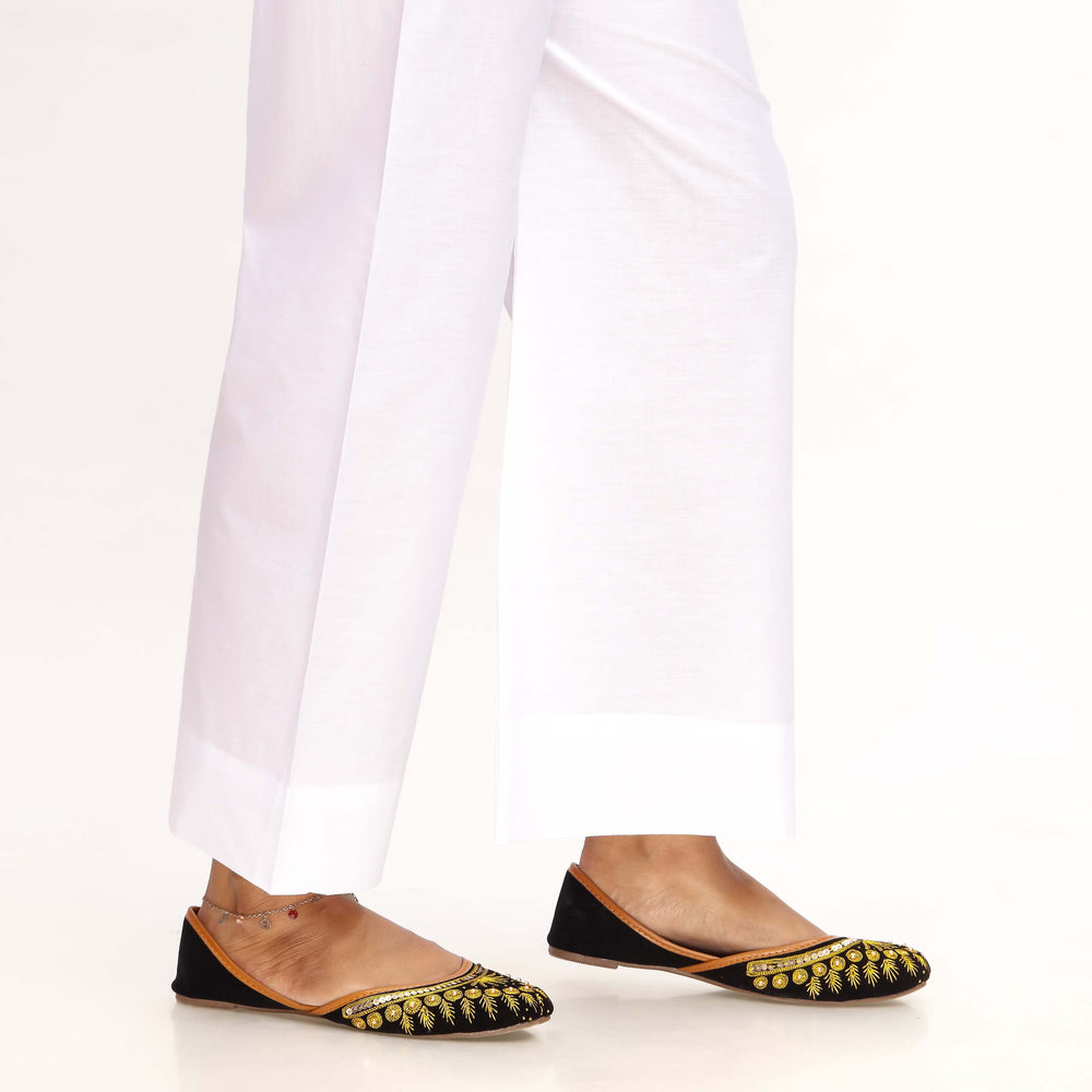 White Striaght Fit Cambric Plain Trouser PS4596