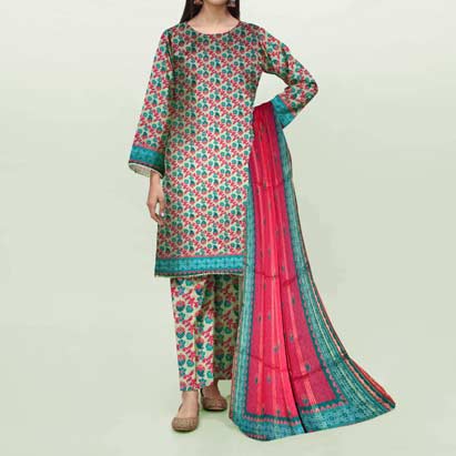 3PC- Unstitched Digital Printed Lawn Suit PS4610