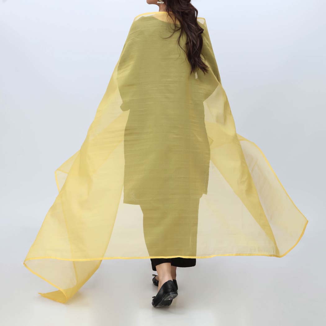 Yellow Plain Organza Dupatta PS4702