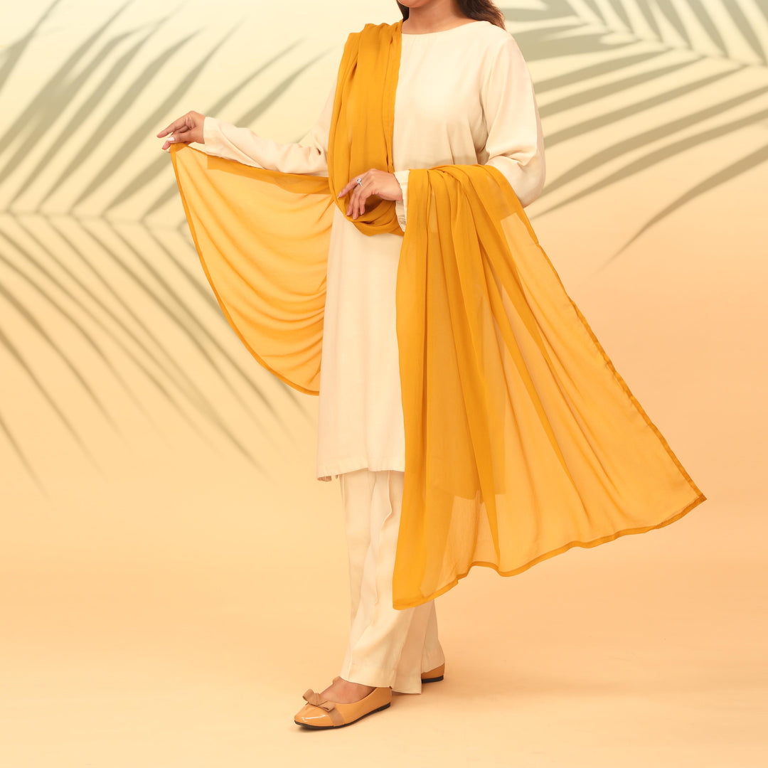 Mustard Dyed Plain Chiffon Dupatta PS4706