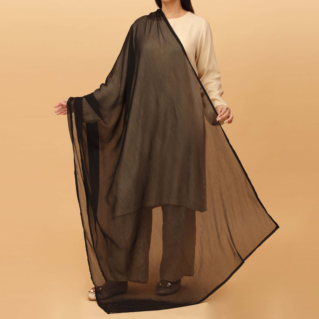 Black Dyed Plain Chiffon Dupatta PS4709