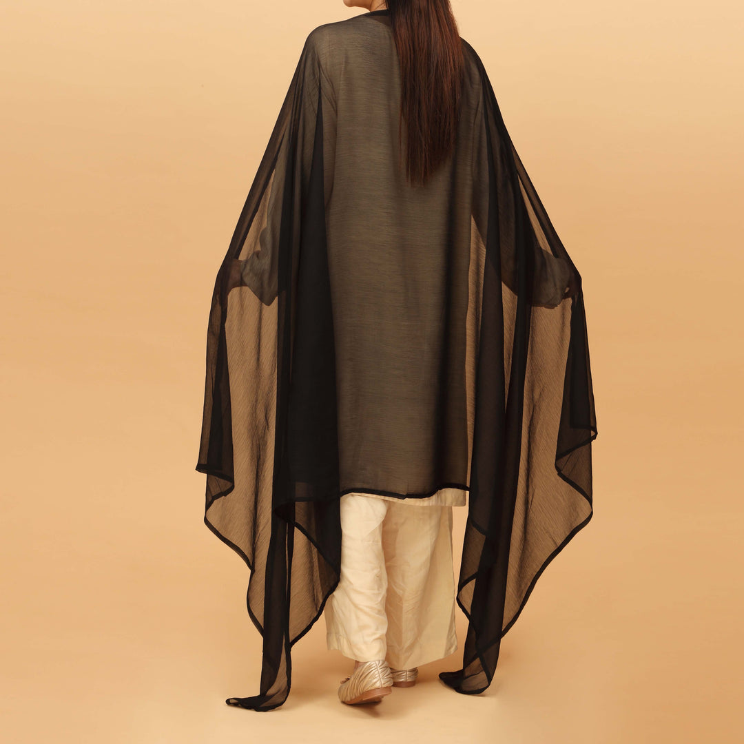 Black Dyed Plain Chiffon Dupatta PS4709