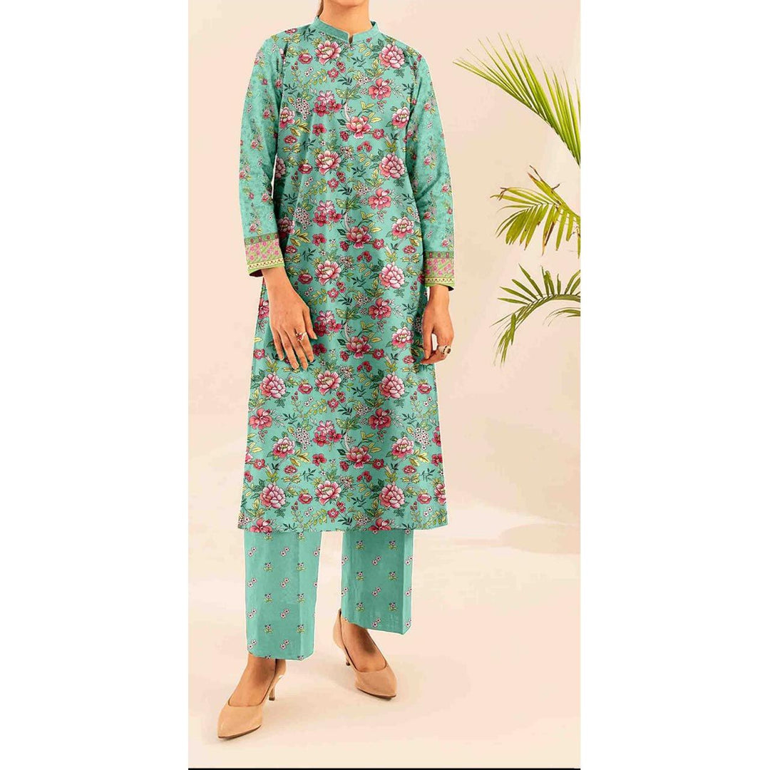 2PC-Digital Printed Cambric Suit PS4884