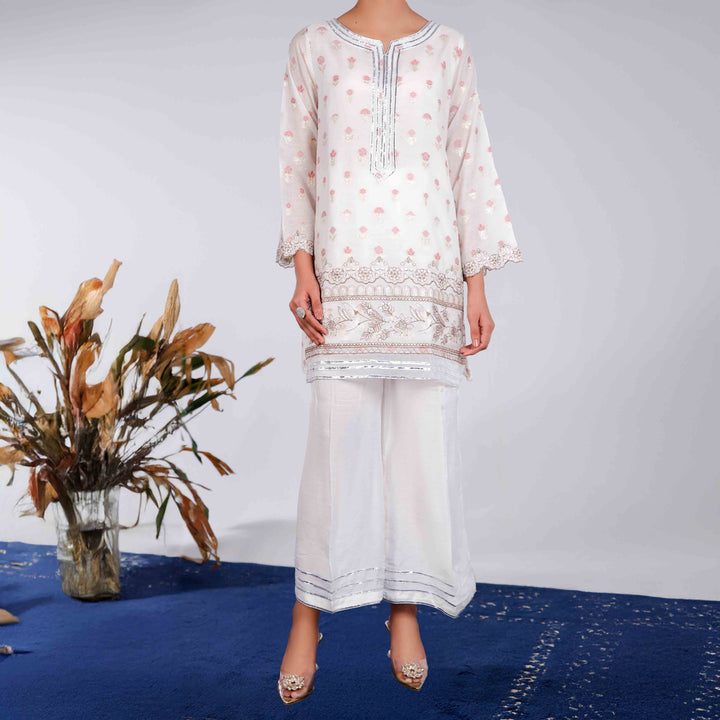 2PC- Embroidered Jaquard Suit PS4905