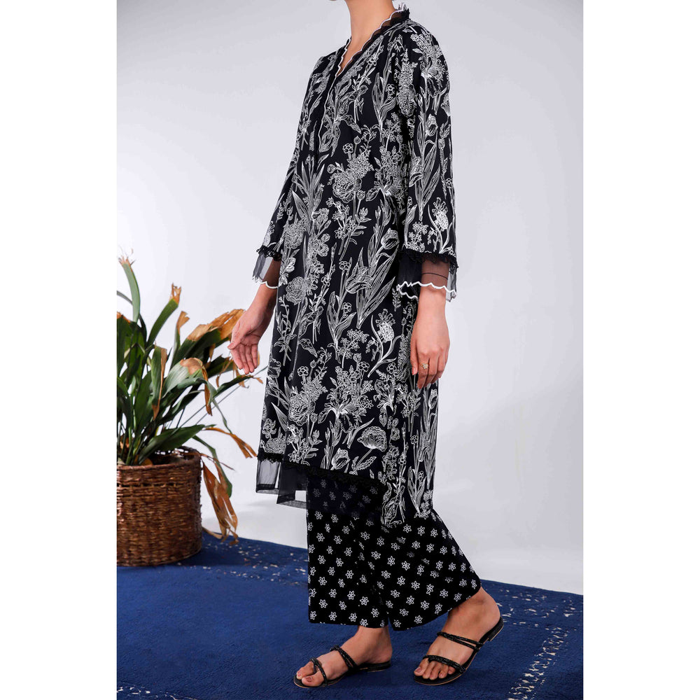 2PC- Embroidered & Printed Cambric Suit PS4943