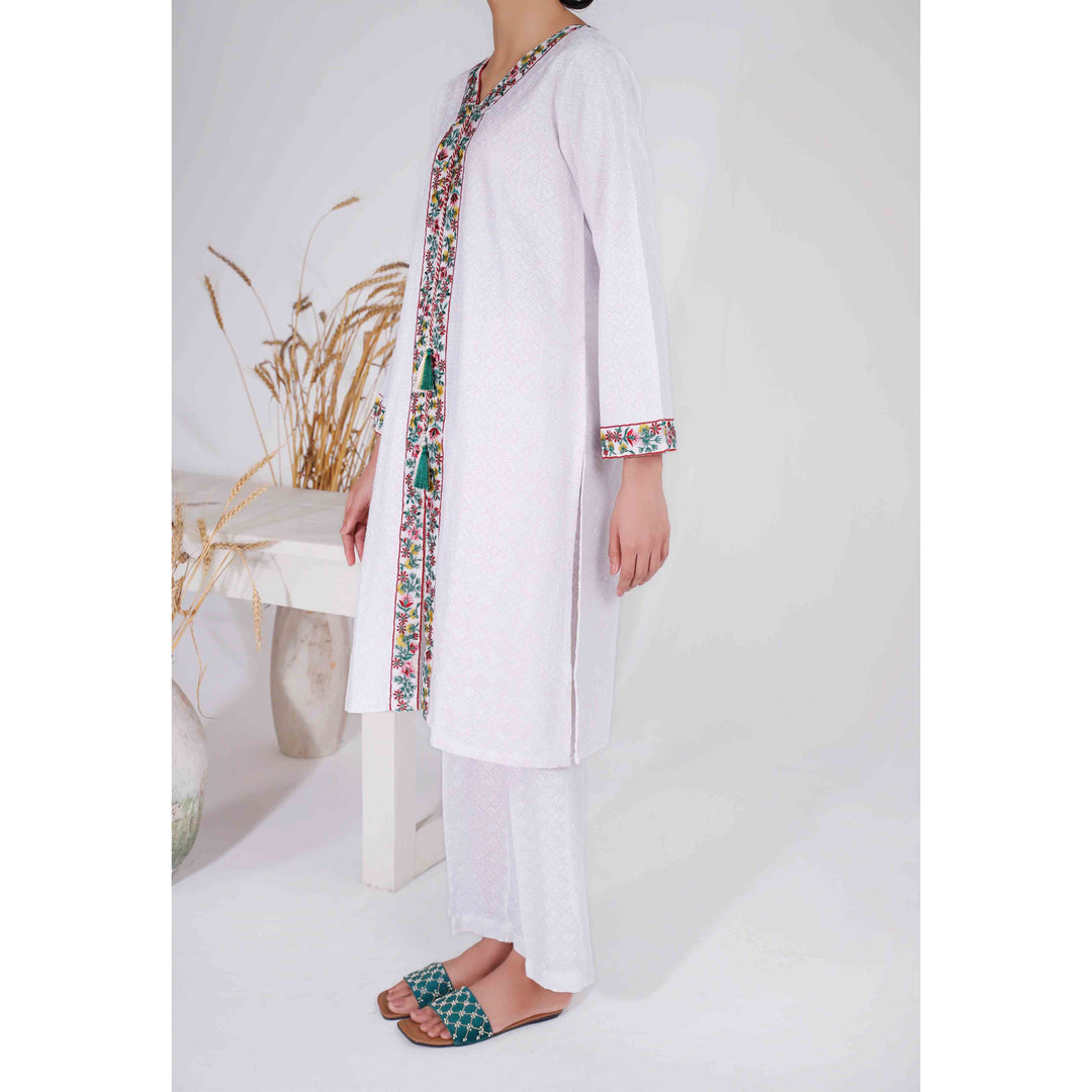 2PC- Embroidered Chikan Kari Suit PS4946