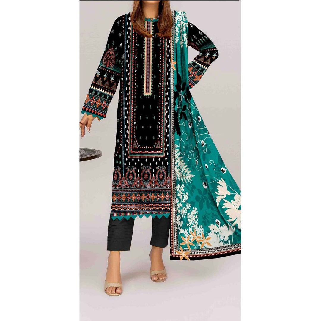 3PC-Digital Printed Lawn Suit  PS9404