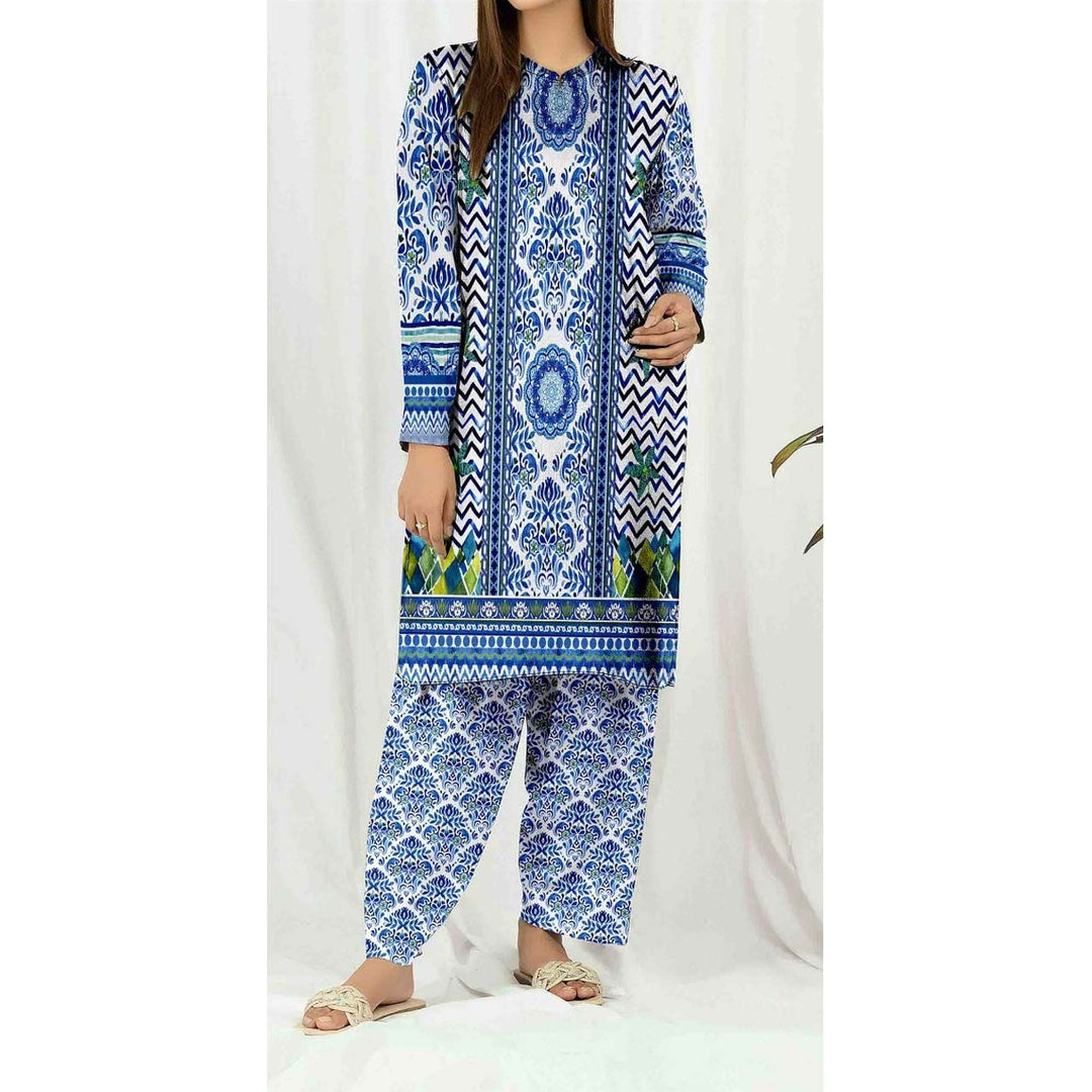 2PC-Digital Printed Cambric Suit PS9413