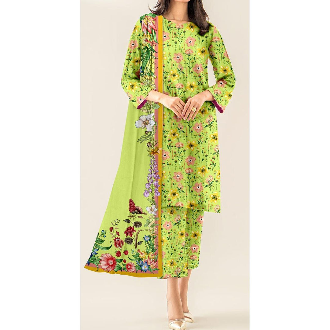 3PC- Unstitched Digital Printed Cambric Suit PS9450