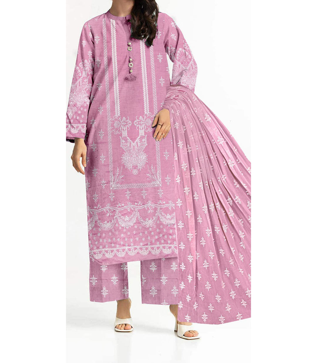 3PC- Unstitched Printed Cambric Suit PS9483