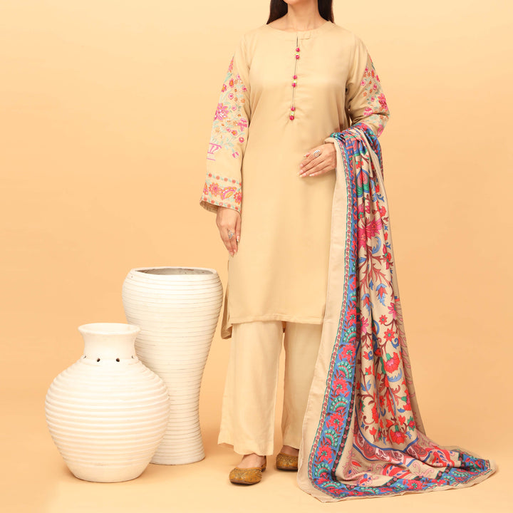 2PC- Embroidered Suit PW3017