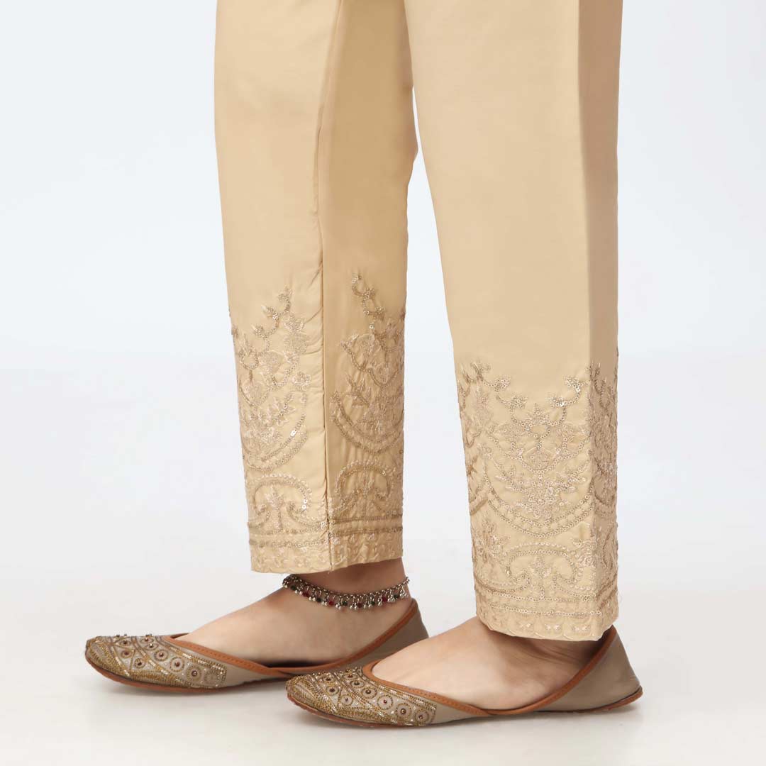 Beige Embroidered Cambric Trouser PW3670