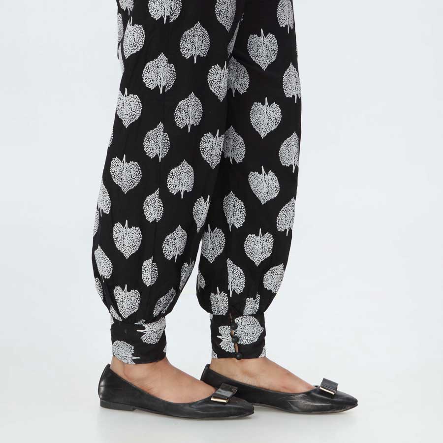 Black Puff Printed Cambric Trouser PW3685