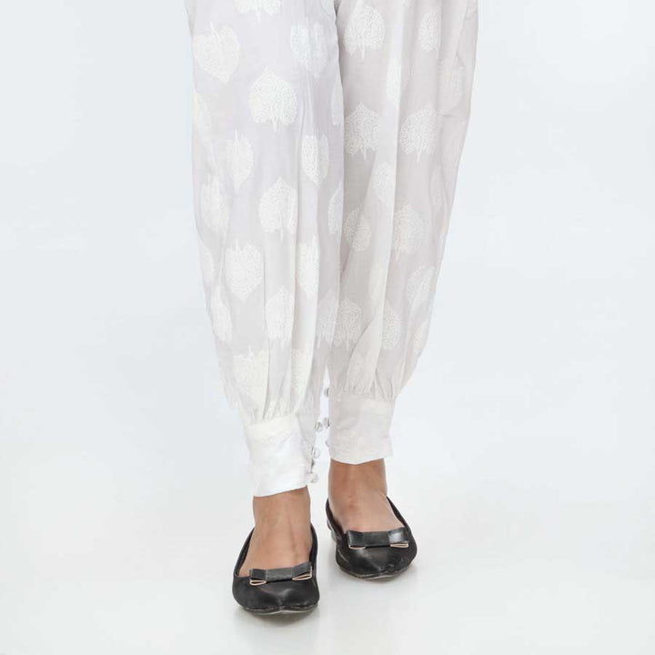 White Puff Printed Cambric Trouser PW3685