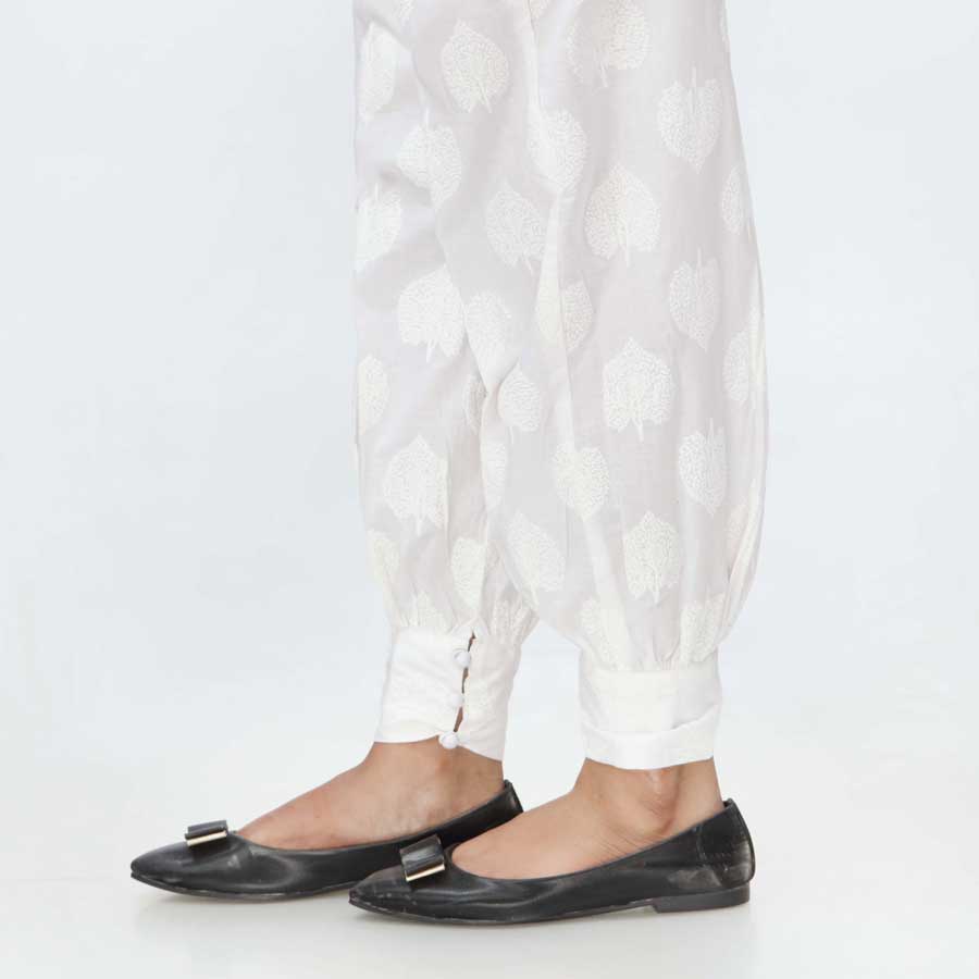White Puff Printed Cambric Trouser PW3685