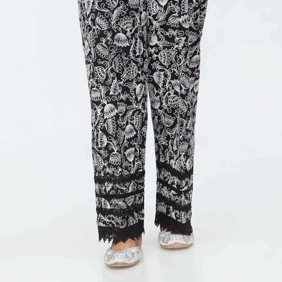 Black Puff Printed Cambric Trouser PW3687