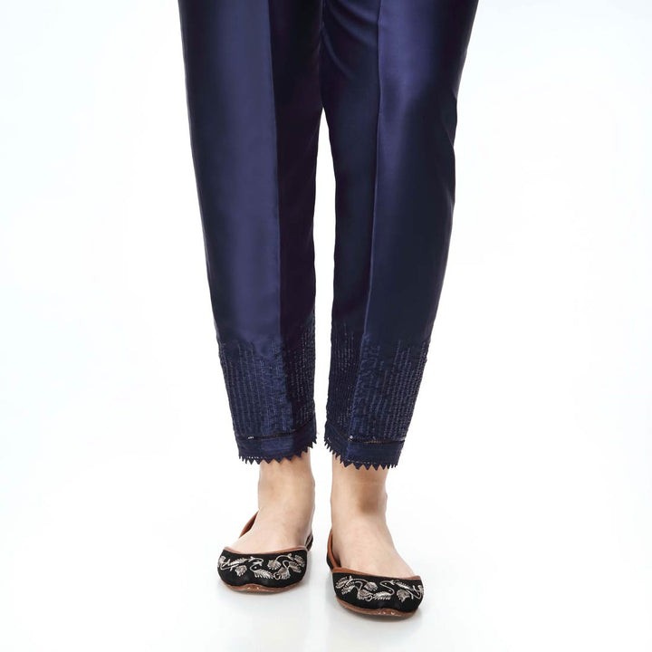 Blue Embroidered Shamoze Silk Trouser PW3693