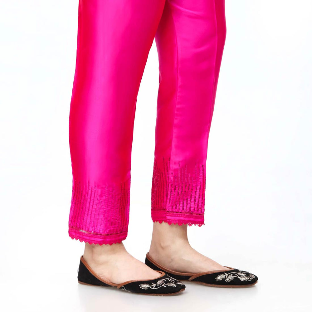 Pink Embroidered Shamoze Silk Trouser PW3693