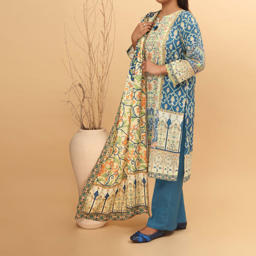 3PC- Digital printed Khaddar Suit PW4017