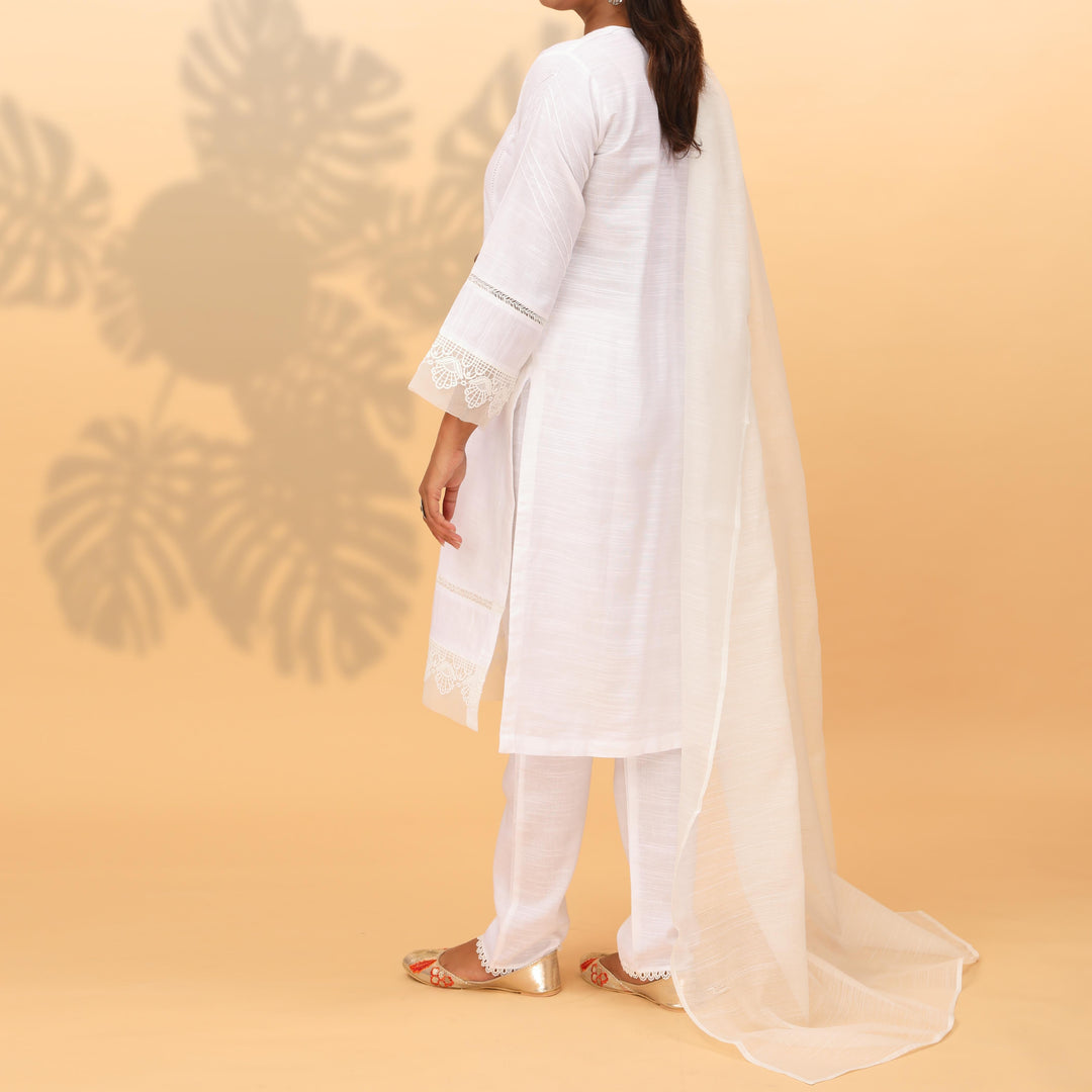 3PC- Dyed Khaddar With Laced Suit PW4055