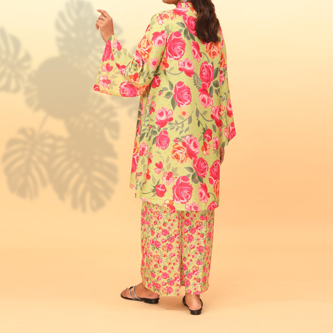 2PC- Digital Printed Grip Silk Suit PW4081