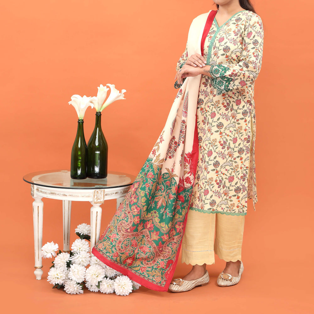 3PC- Embellished Khaddar Suit PW4146