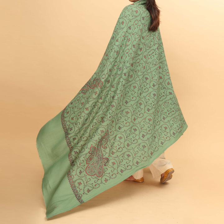 Green Acrylic Winter Shawl PW4227