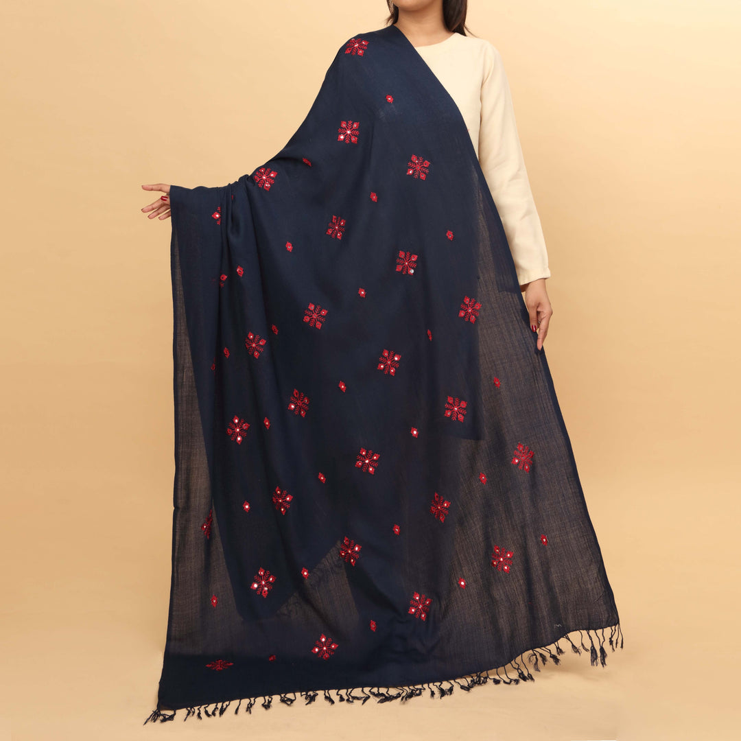 Navy Acrylic Winter Shawl PW4237