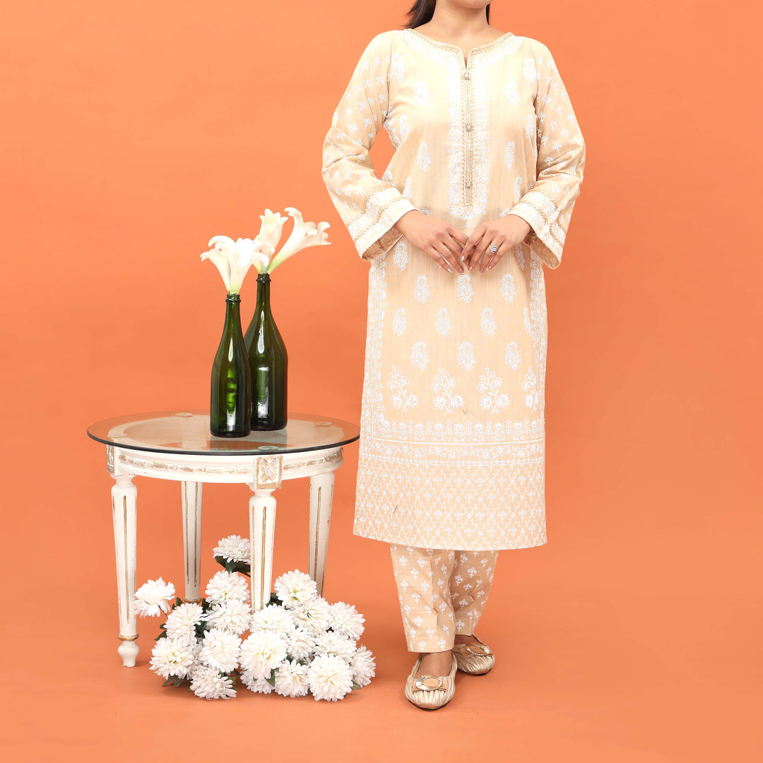 2PC- Printed Khaddar Co-ord Set PW4244