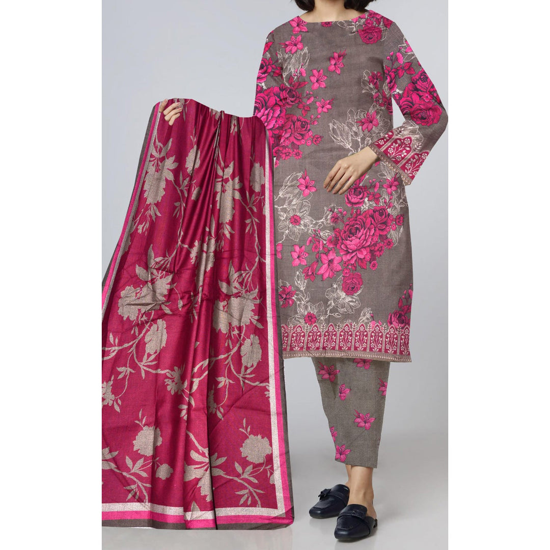 3PC- Unstitched Digital Printed Dhanak Suit PW4306