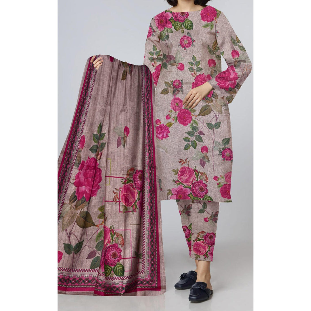 3PC- Unstitched Digital Printed Dhanak Suit PW4308