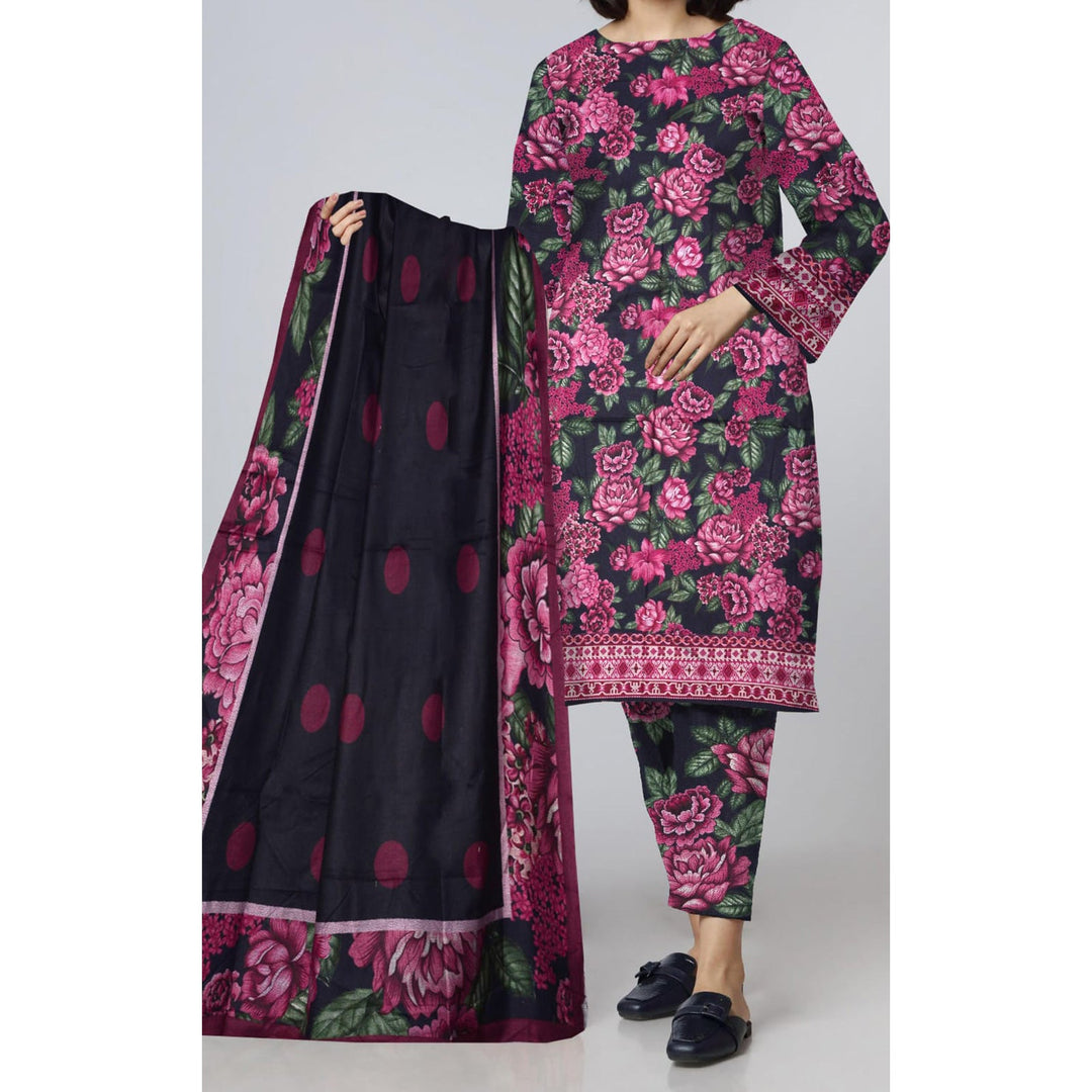 3PC- Unstitched Digital Printed Dhanak Suit PW4310