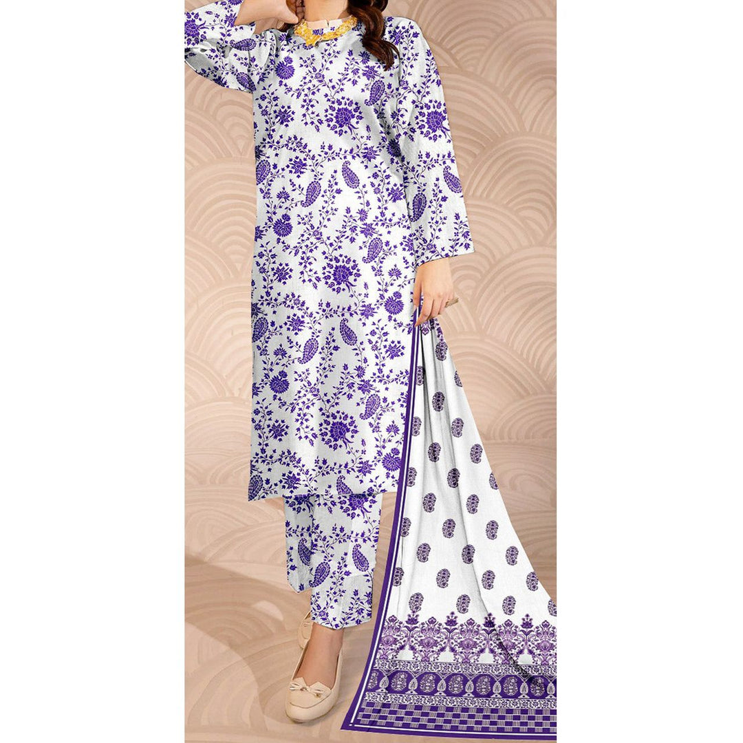 3 PC- Unstitched Printed Slub Khaddar Suit PW4314