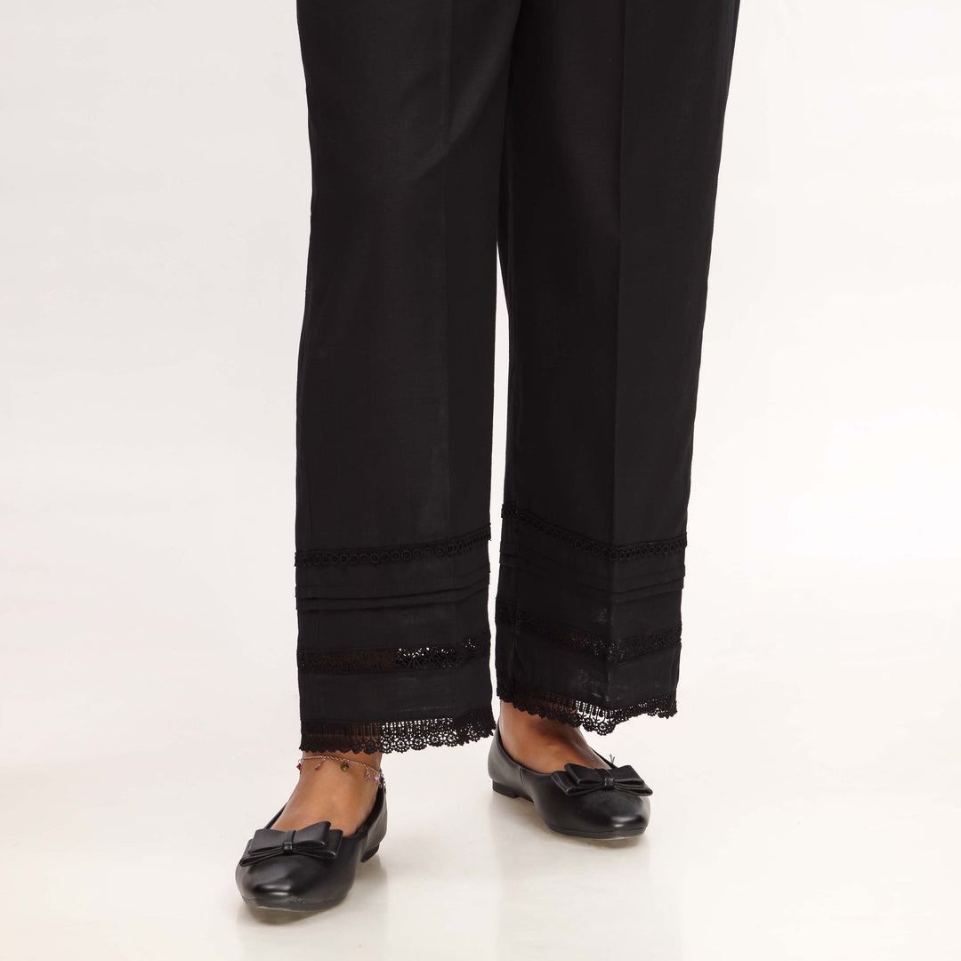 Black Straight Fit Khaddar Embellished Trouser PW4508