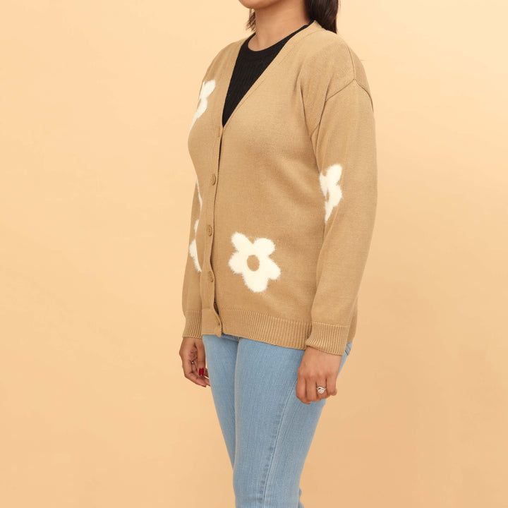 Beige Cotton Thread Winter Sweater PW4814