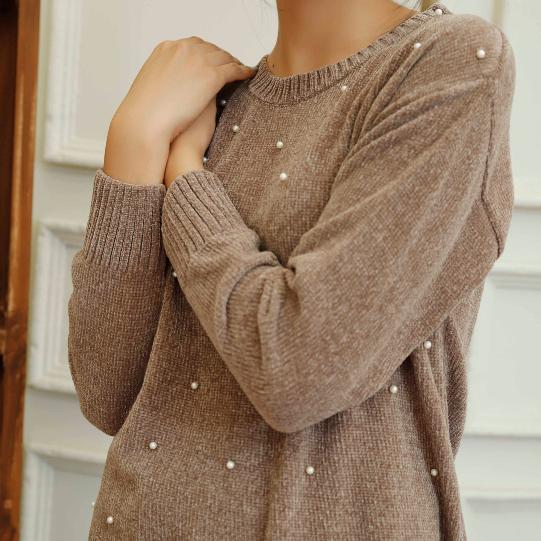 Grey Velvet Thread Winter Sweater PW4826