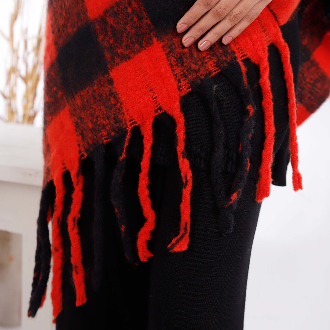 Red Winter Acrylic Cape Shawl PW4900