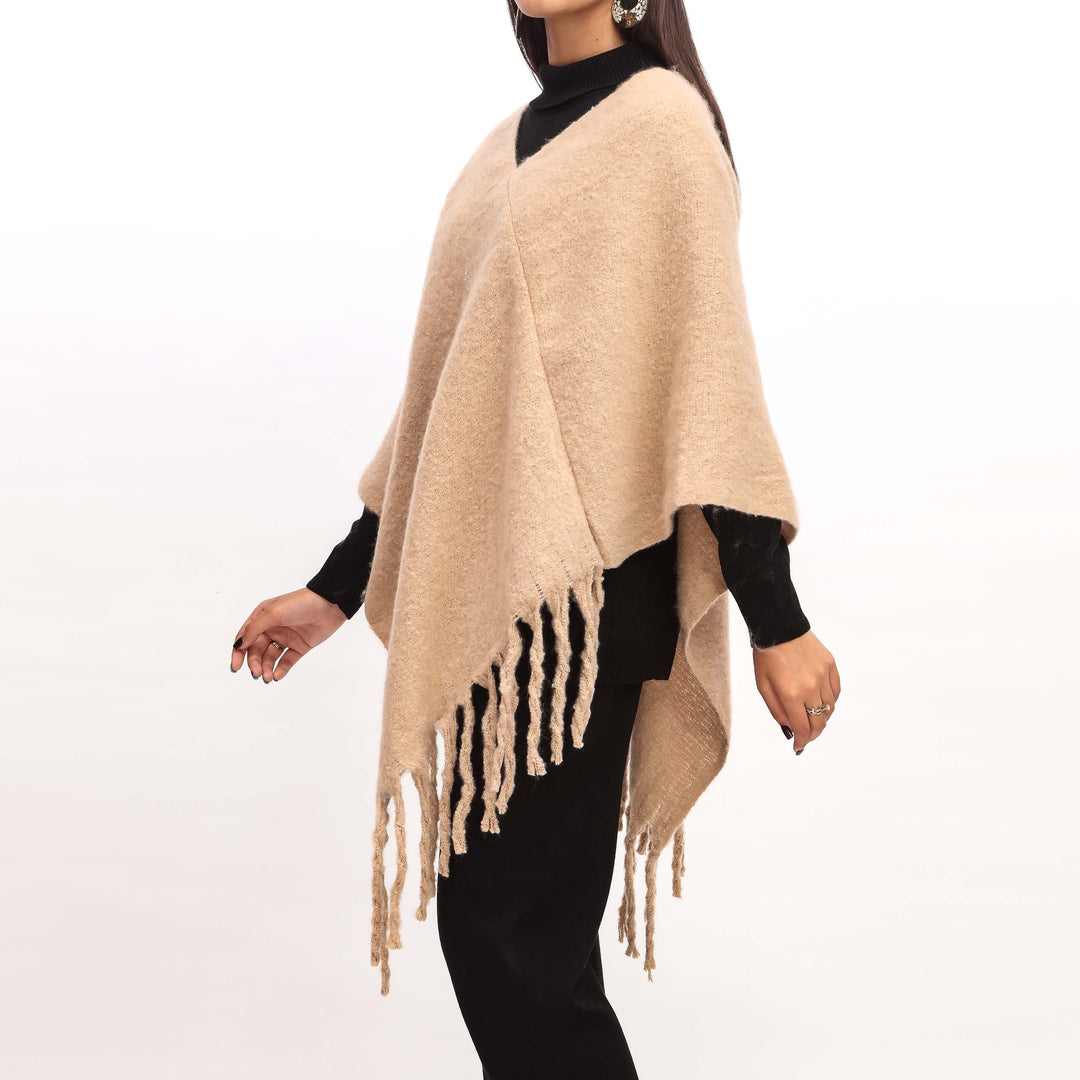 Beige Winter Cape Shawl PW4905