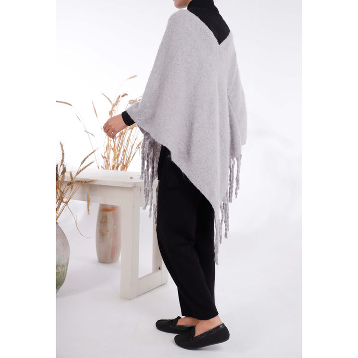 Grey Winter Acrylic Cape Shawl PW4906