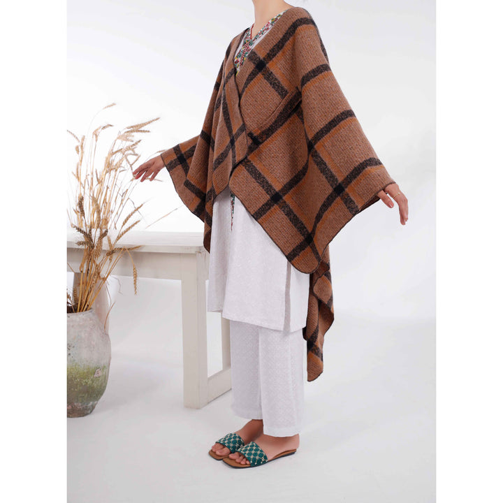 Brown Winter Acrylic Cape Shawl PW4912