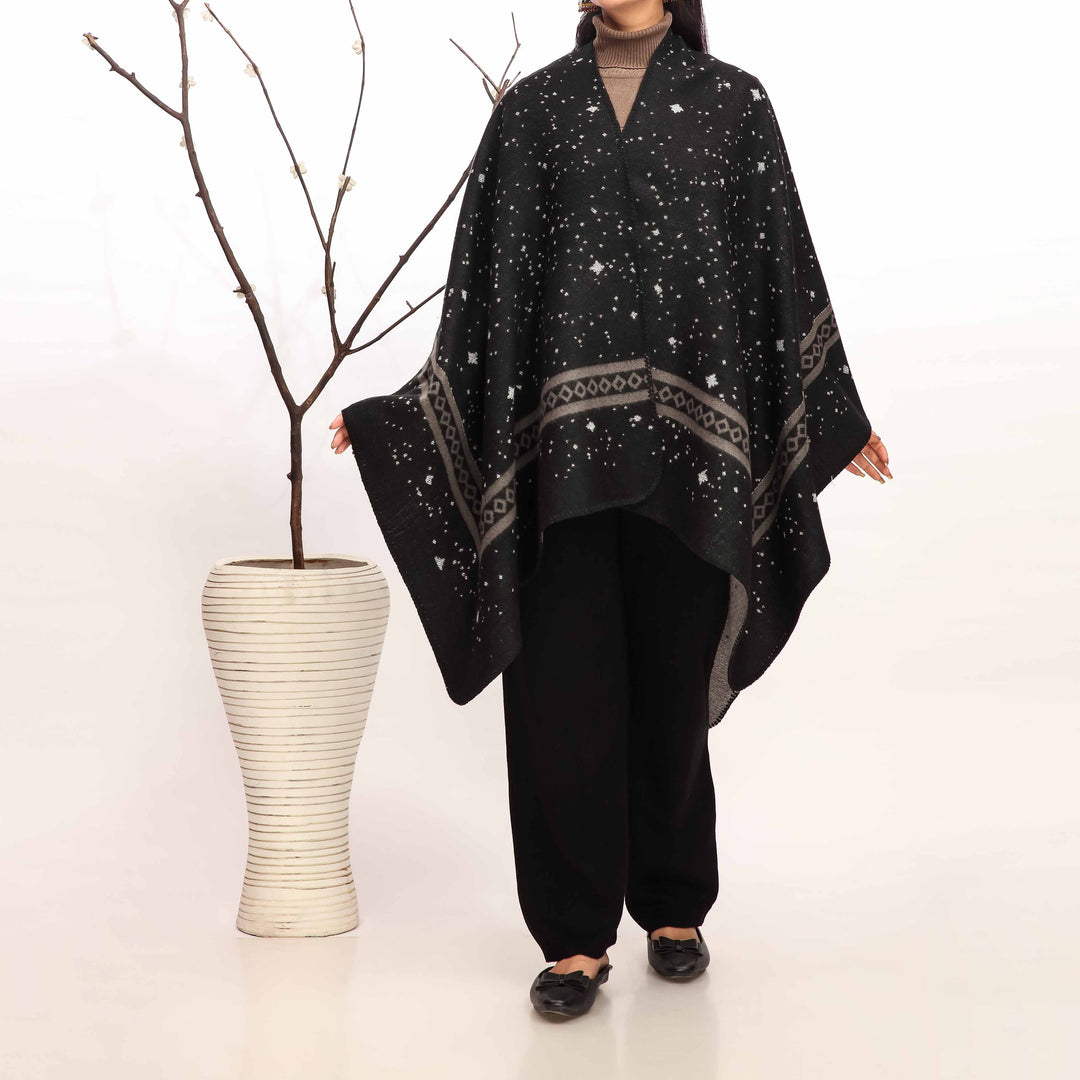 Black Winter Cape Shawl PW4925