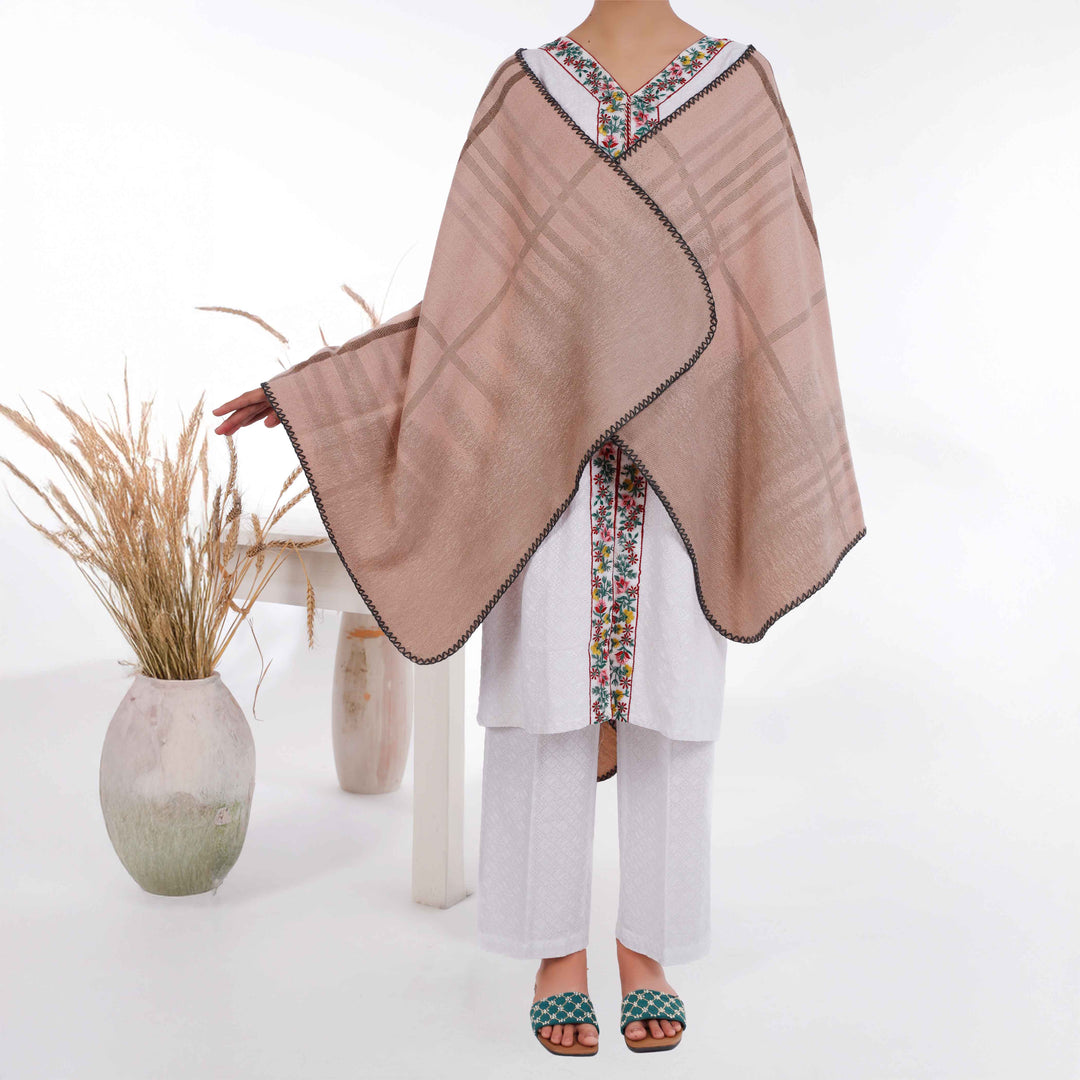 Beige Winter Acrylic Cape Shawl PW4933