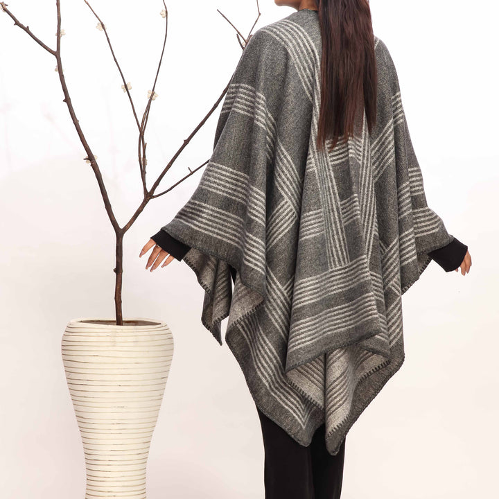 Grey Winter Cape Shawl PW4944