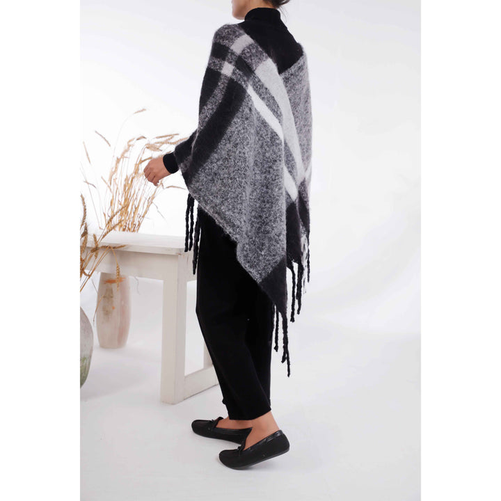 Grey Winter Acrylic Cape Shawl PW4951