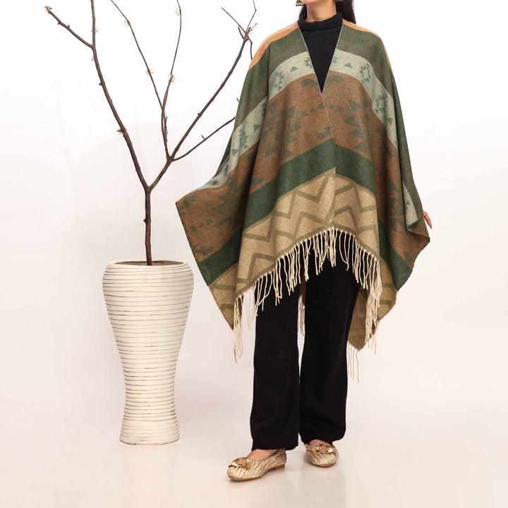 Green Winter Cape Shawl PW4955