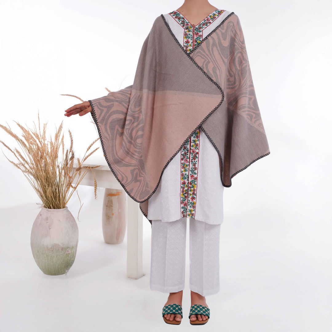 Grey Winter Acrylic Cape Shawl PW4968