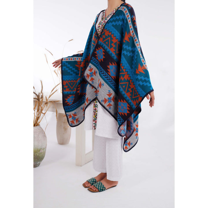 Blue Winter Acrylic Cape Shawl PW4980