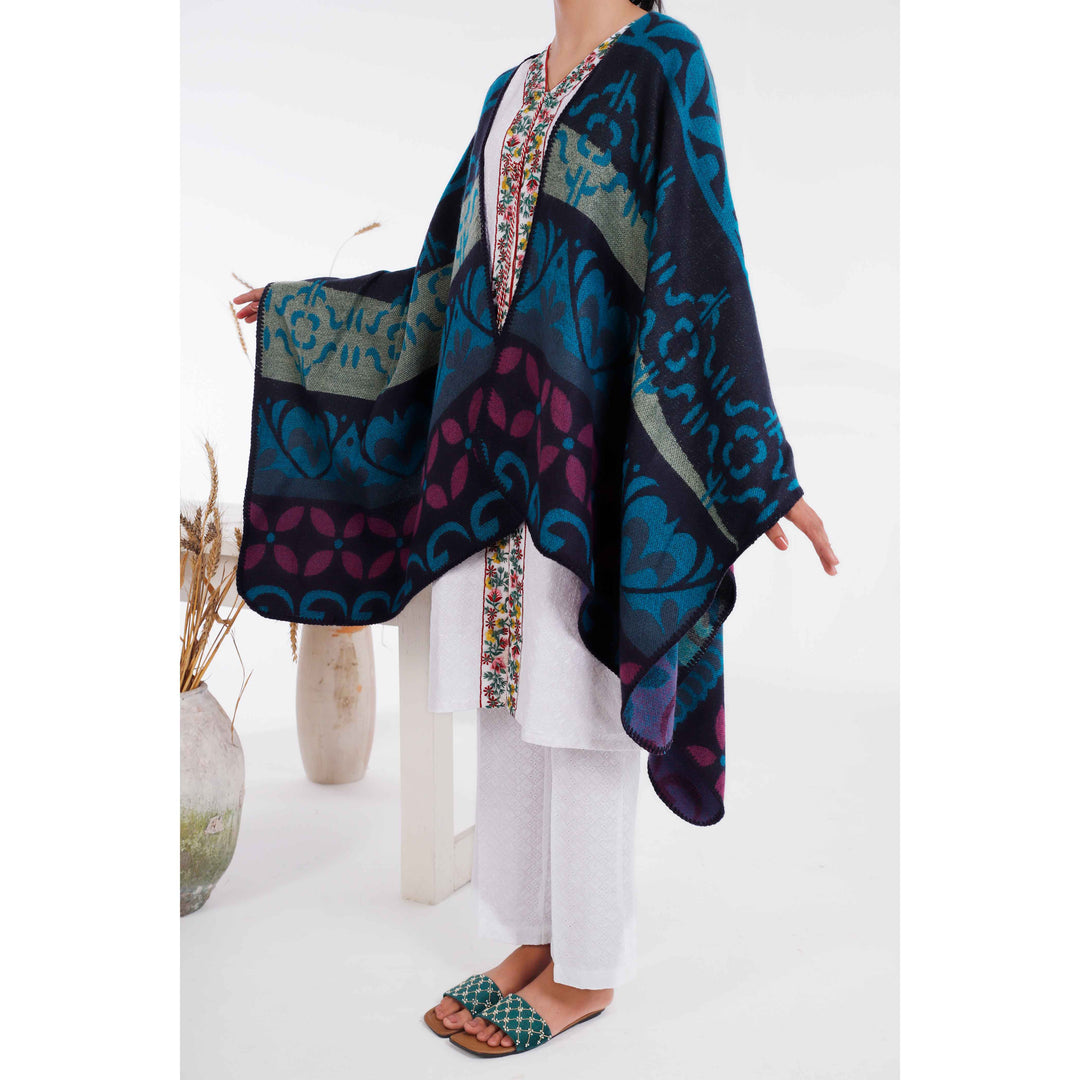 Blue Winter Acrylic Cape Shawl PW4989